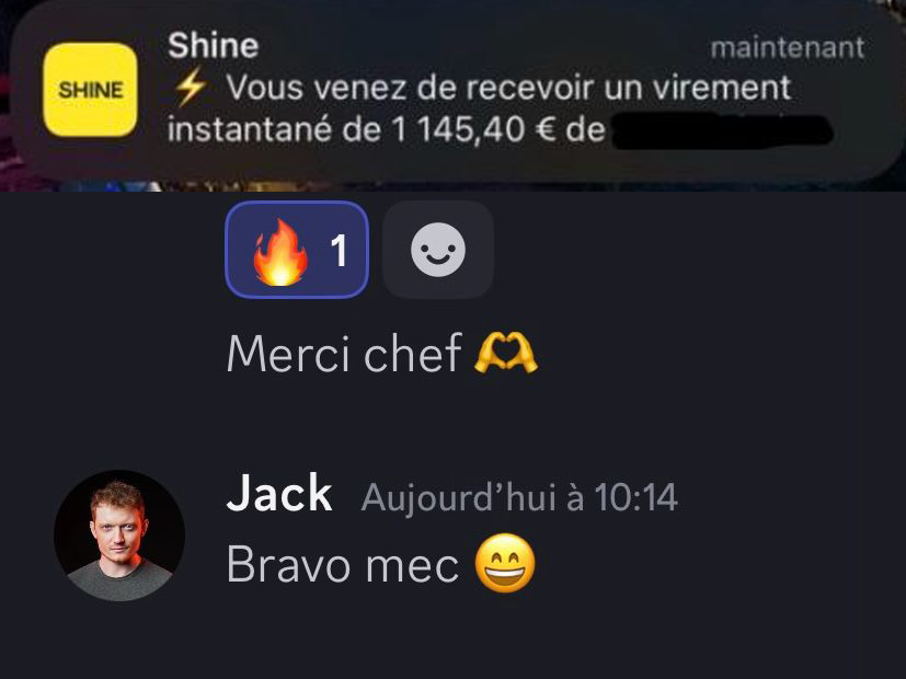 Un élève reçoit un virement de 1 145 euros