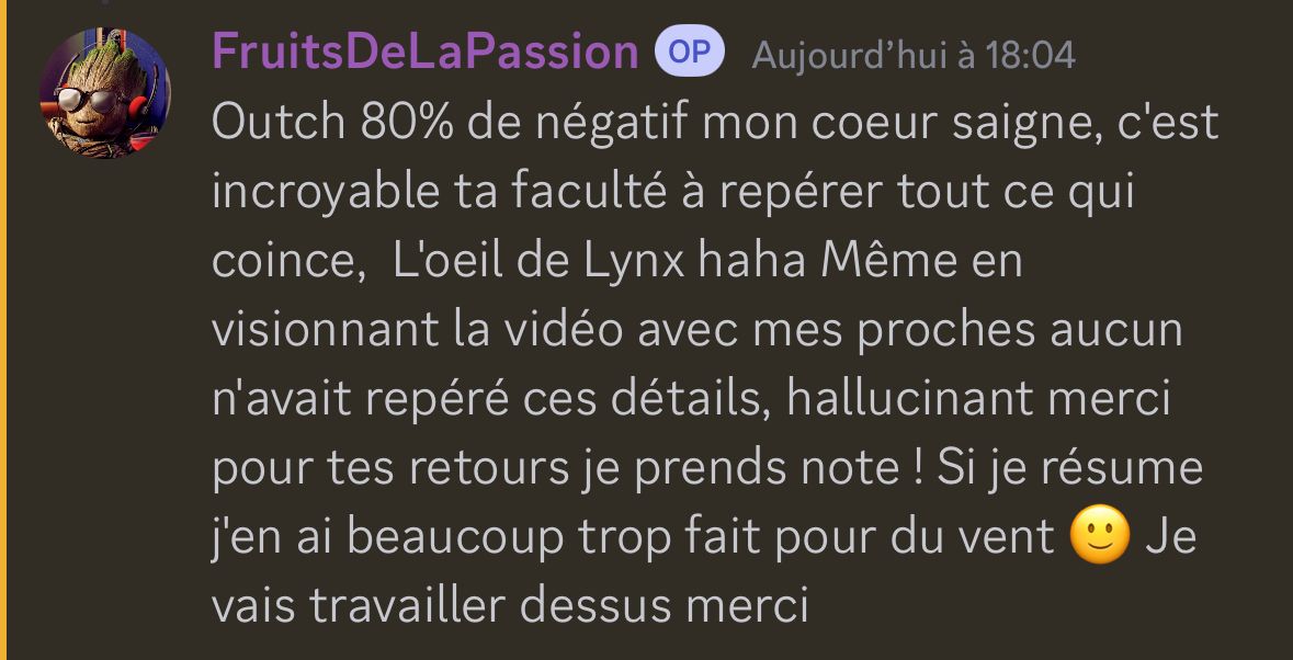 Un élève remercie Jack pour la précision de ses retours